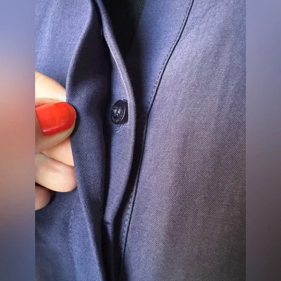 ANTONIO MELANI Navy Blue Long Sleeve Cold Shoulder button down shirt Dress 6 - Picture 7 of 9